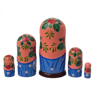 5 Piece Maiden With Orange Tabby Cat Nesting Doll - Image 2