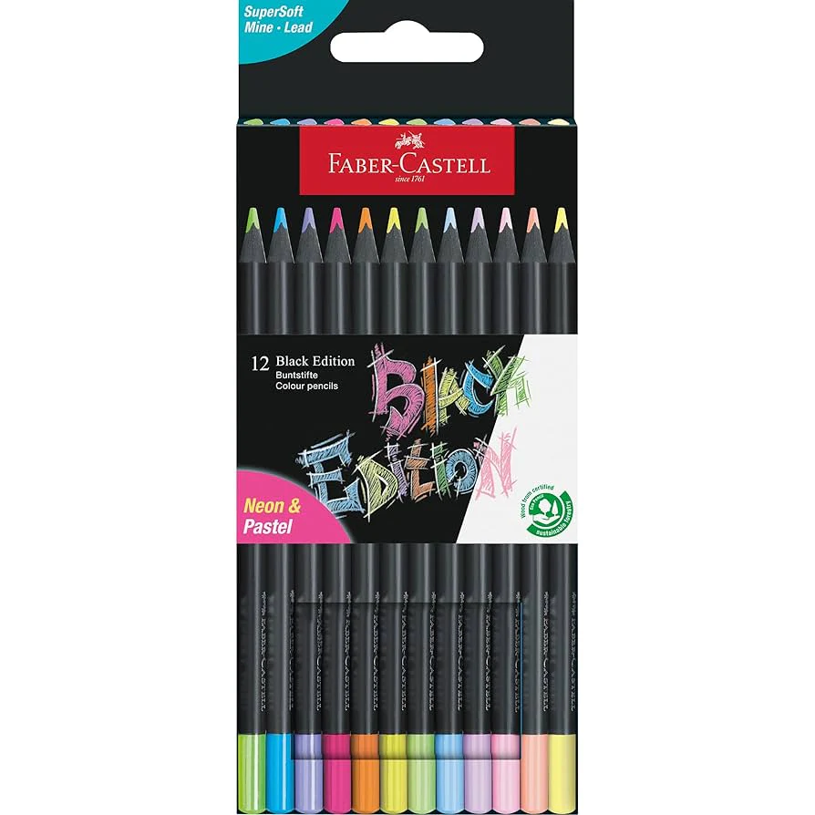 Color Pencils Black Edition Neon & Pastel